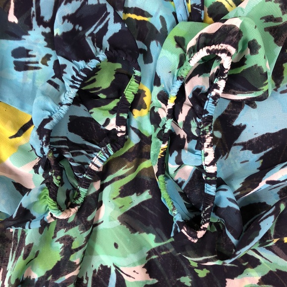 Lane Bryant Sheer Floral Print String Tie, Tier Ruffled Collar Blouse Size 18/20 - Picture 6 of 13